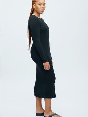 KOTN - Long Sleeve Black Midi Dress